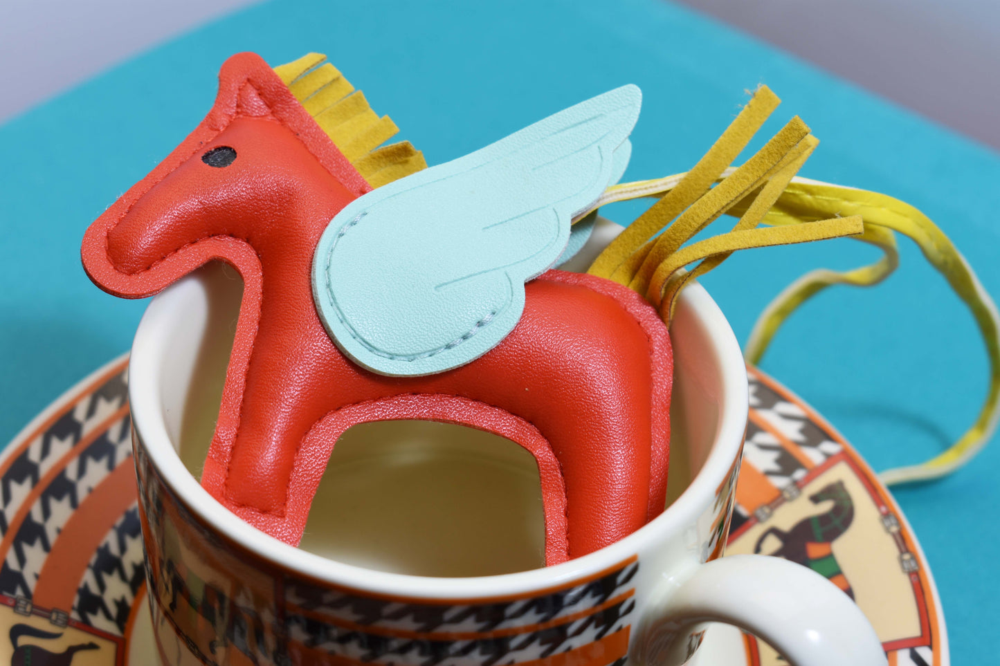 Little Pegasus bag pendant, woven rope double-layer chain nylon rope, pony tassel pearl keychain