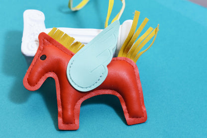 Little Pegasus bag pendant, woven rope double-layer chain nylon rope, pony tassel pearl keychain