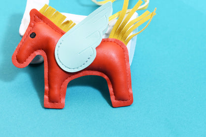 Little Pegasus bag pendant, woven rope double-layer chain nylon rope, pony tassel pearl keychain