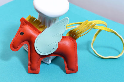 Little Pegasus bag pendant, woven rope double-layer chain nylon rope, pony tassel pearl keychain