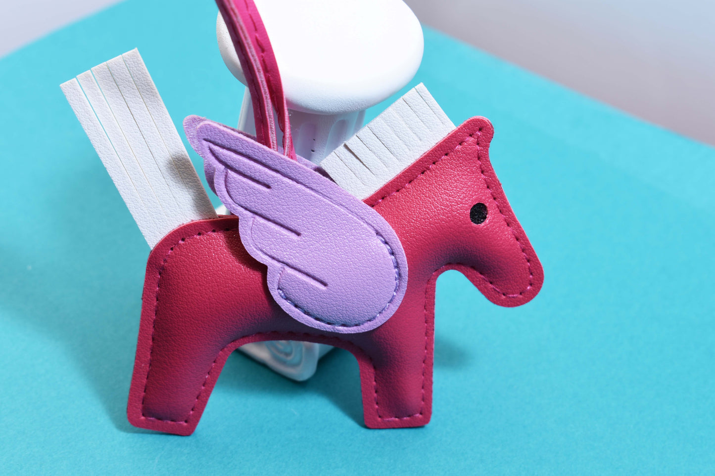 Little Pegasus bag pendant, woven rope double-layer chain nylon rope, pony tassel pearl keychain