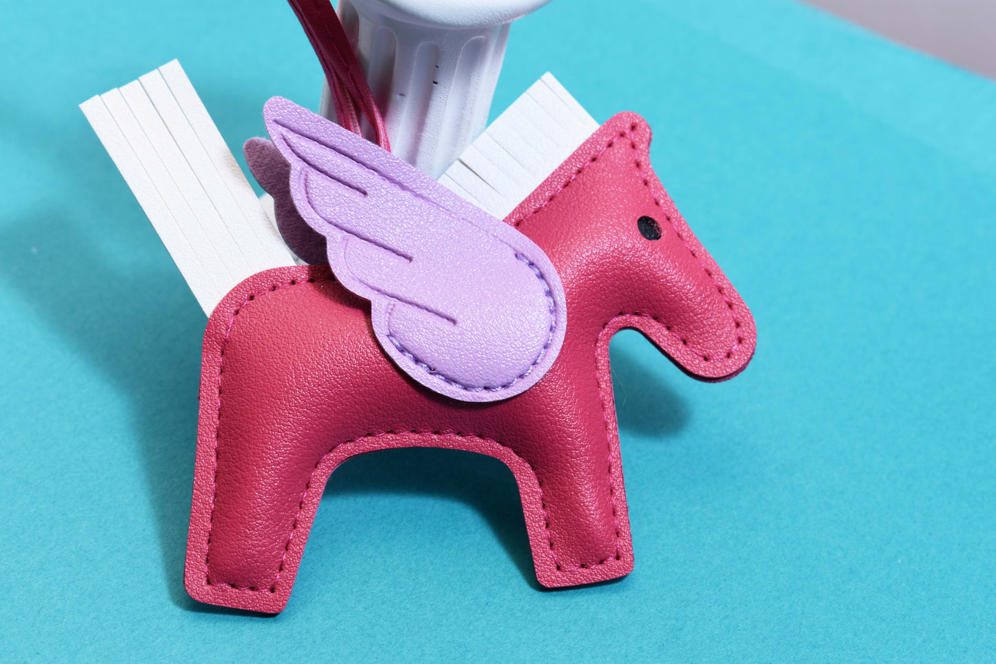 Little Pegasus bag pendant, woven rope double-layer chain nylon rope, pony tassel pearl keychain