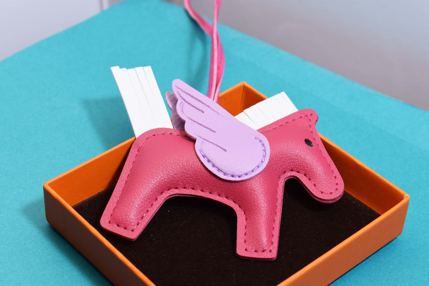 Little Pegasus bag pendant, woven rope double-layer chain nylon rope, pony tassel pearl keychain