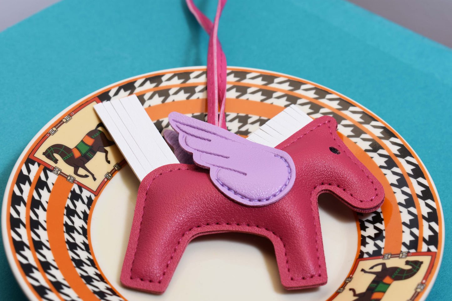 Little Pegasus bag pendant, woven rope double-layer chain nylon rope, pony tassel pearl keychain