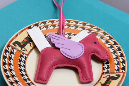 Little Pegasus bag pendant, woven rope double-layer chain nylon rope, pony tassel pearl keychain