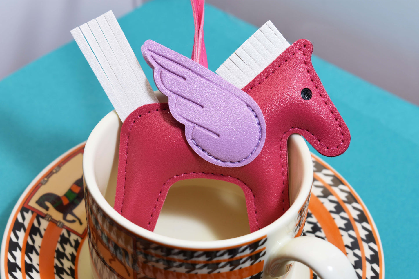 Little Pegasus bag pendant, woven rope double-layer chain nylon rope, pony tassel pearl keychain