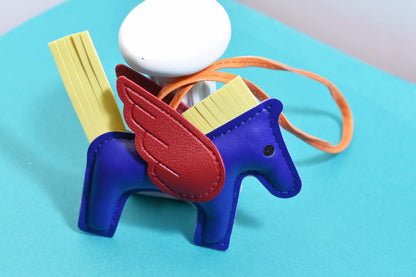 Little Pegasus bag pendant, woven rope double-layer chain nylon rope, pony tassel pearl keychain
