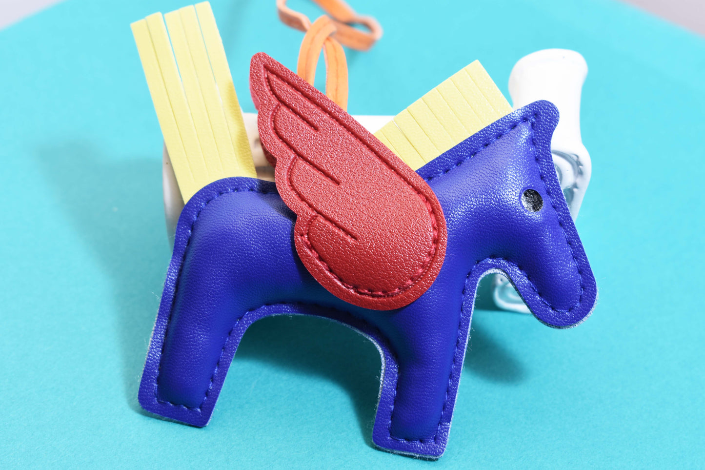 Little Pegasus bag pendant, woven rope double-layer chain nylon rope, pony tassel pearl keychain