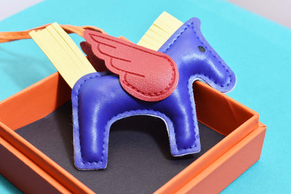 Little Pegasus bag pendant, woven rope double-layer chain nylon rope, pony tassel pearl keychain