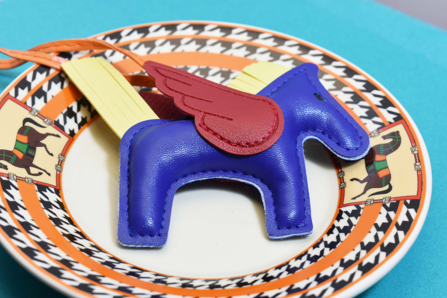 Little Pegasus bag pendant, woven rope double-layer chain nylon rope, pony tassel pearl keychain