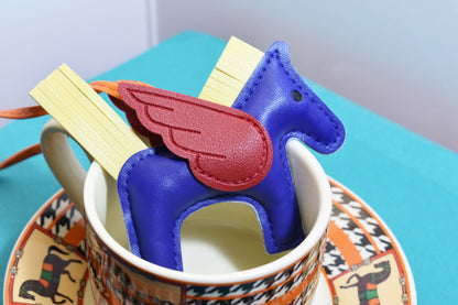 Little Pegasus bag pendant, woven rope double-layer chain nylon rope, pony tassel pearl keychain