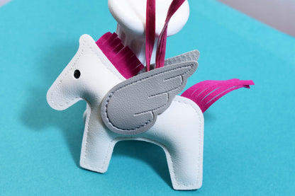 Little Pegasus bag pendant, woven rope double-layer chain nylon rope, pony tassel pearl keychain