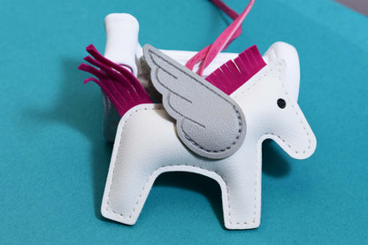 Little Pegasus bag pendant, woven rope double-layer chain nylon rope, pony tassel pearl keychain