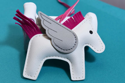 Little Pegasus bag pendant, woven rope double-layer chain nylon rope, pony tassel pearl keychain