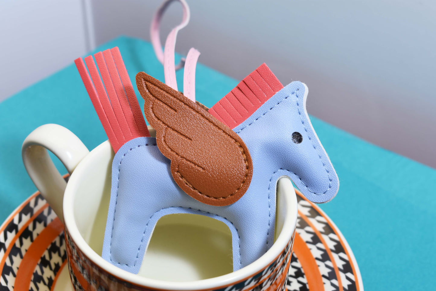 Little Pegasus bag pendant, woven rope double-layer chain nylon rope, pony tassel pearl keychain