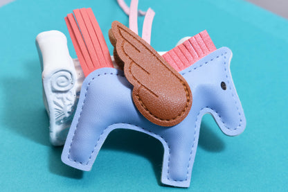 Little Pegasus bag pendant, woven rope double-layer chain nylon rope, pony tassel pearl keychain