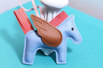 Little Pegasus bag pendant, woven rope double-layer chain nylon rope, pony tassel pearl keychain