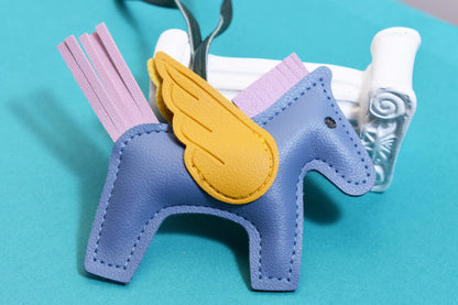 Little Pegasus bag pendant, woven rope double-layer chain nylon rope, pony tassel pearl keychain