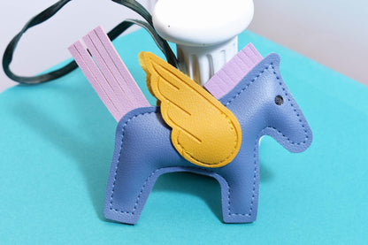 Little Pegasus bag pendant, woven rope double-layer chain nylon rope, pony tassel pearl keychain