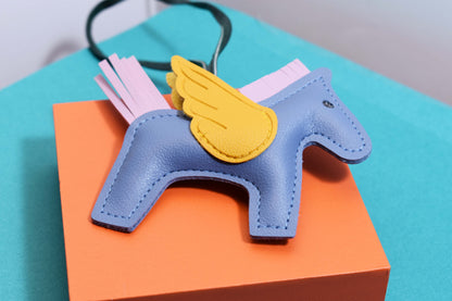 Little Pegasus bag pendant, woven rope double-layer chain nylon rope, pony tassel pearl keychain
