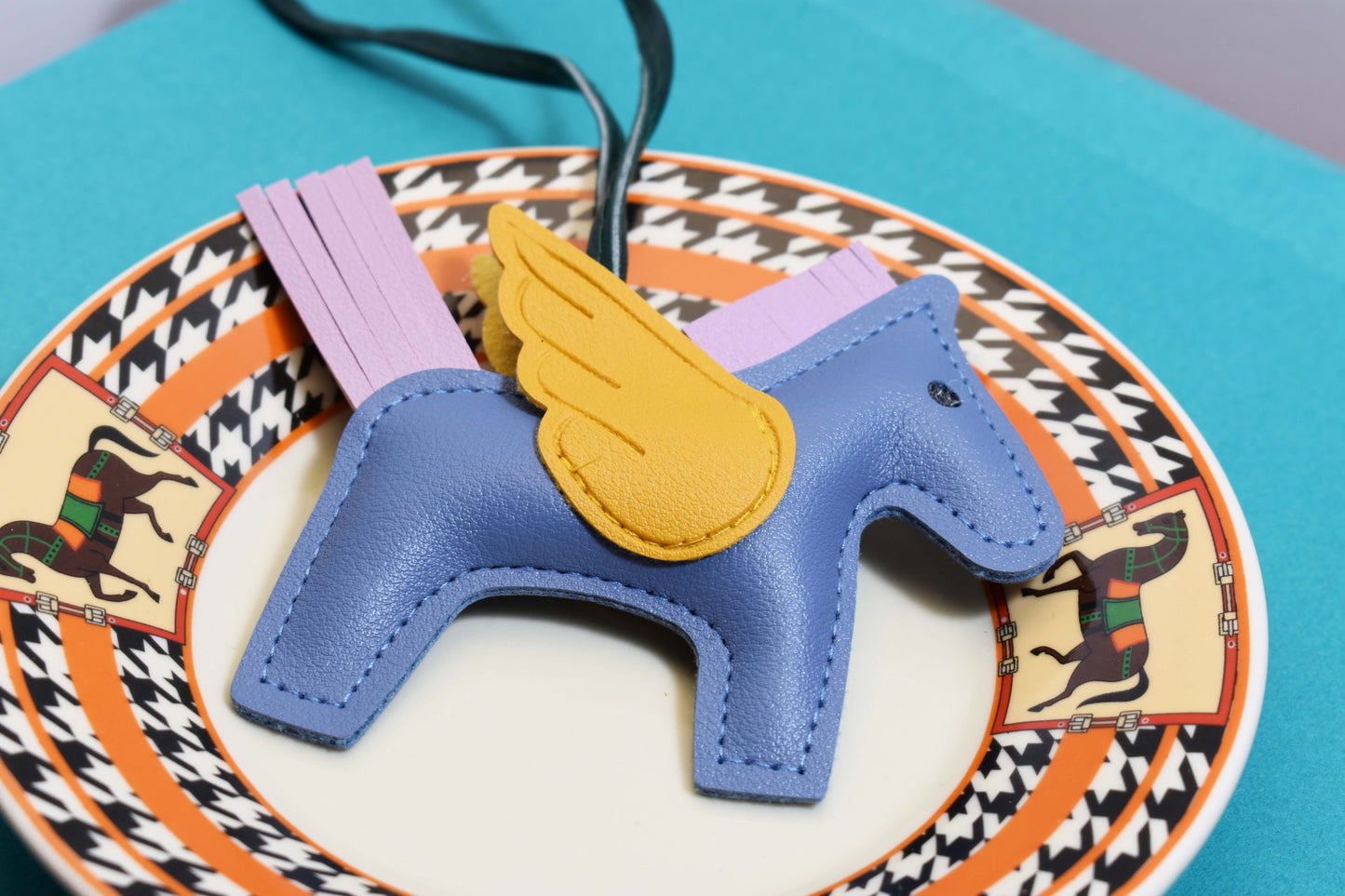 Little Pegasus bag pendant, woven rope double-layer chain nylon rope, pony tassel pearl keychain