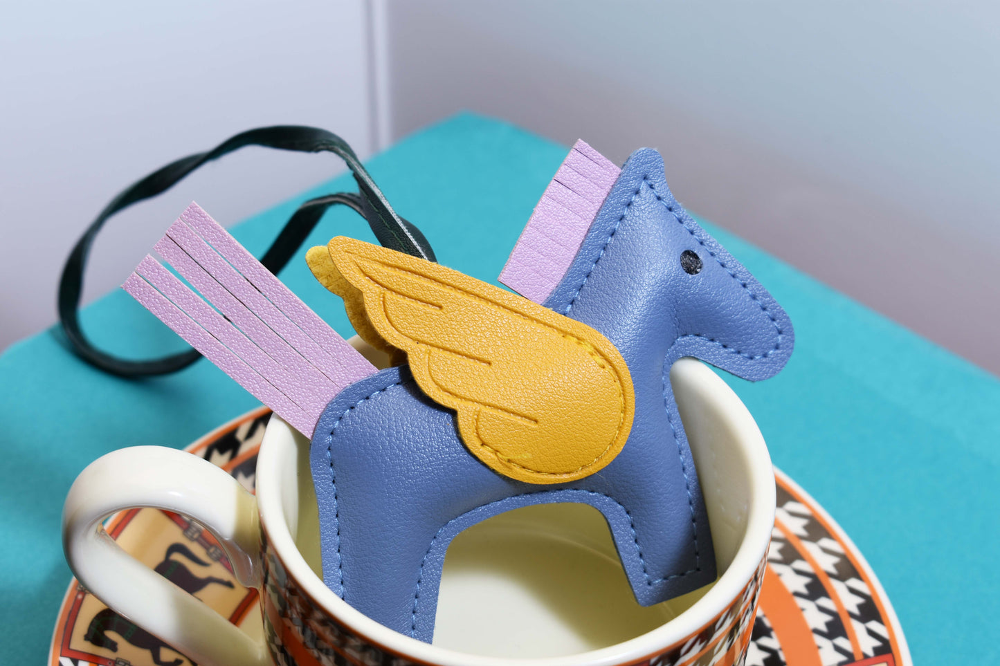 Little Pegasus bag pendant, woven rope double-layer chain nylon rope, pony tassel pearl keychain