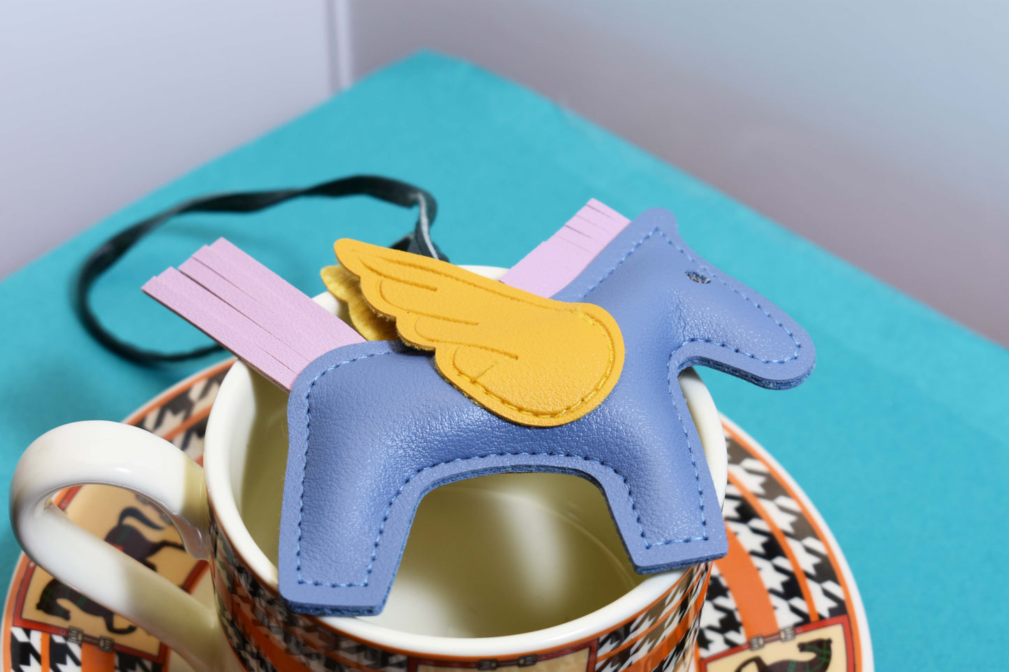 Little Pegasus bag pendant, woven rope double-layer chain nylon rope, pony tassel pearl keychain