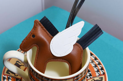 Little Pegasus bag pendant, woven rope double-layer chain nylon rope, pony tassel pearl keychain