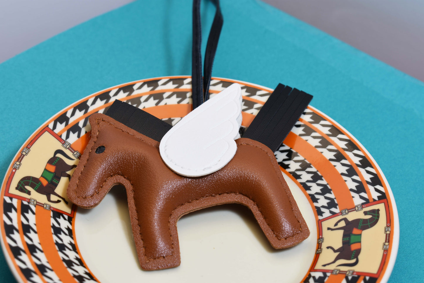 Little Pegasus bag pendant, woven rope double-layer chain nylon rope, pony tassel pearl keychain