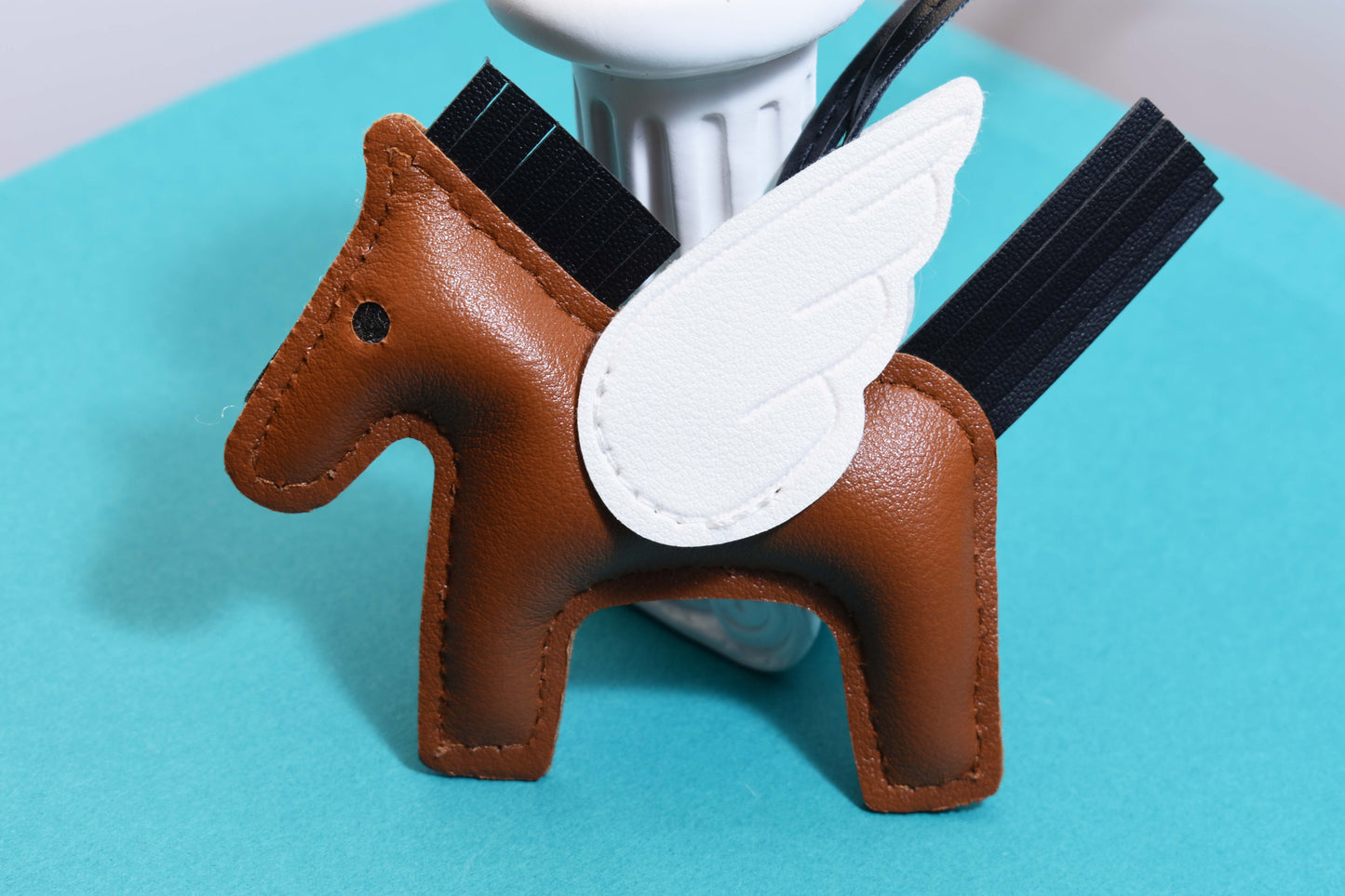 Little Pegasus bag pendant, woven rope double-layer chain nylon rope, pony tassel pearl keychain