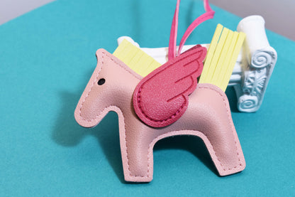 Little Pegasus bag pendant, woven rope double-layer chain nylon rope, pony tassel pearl keychain