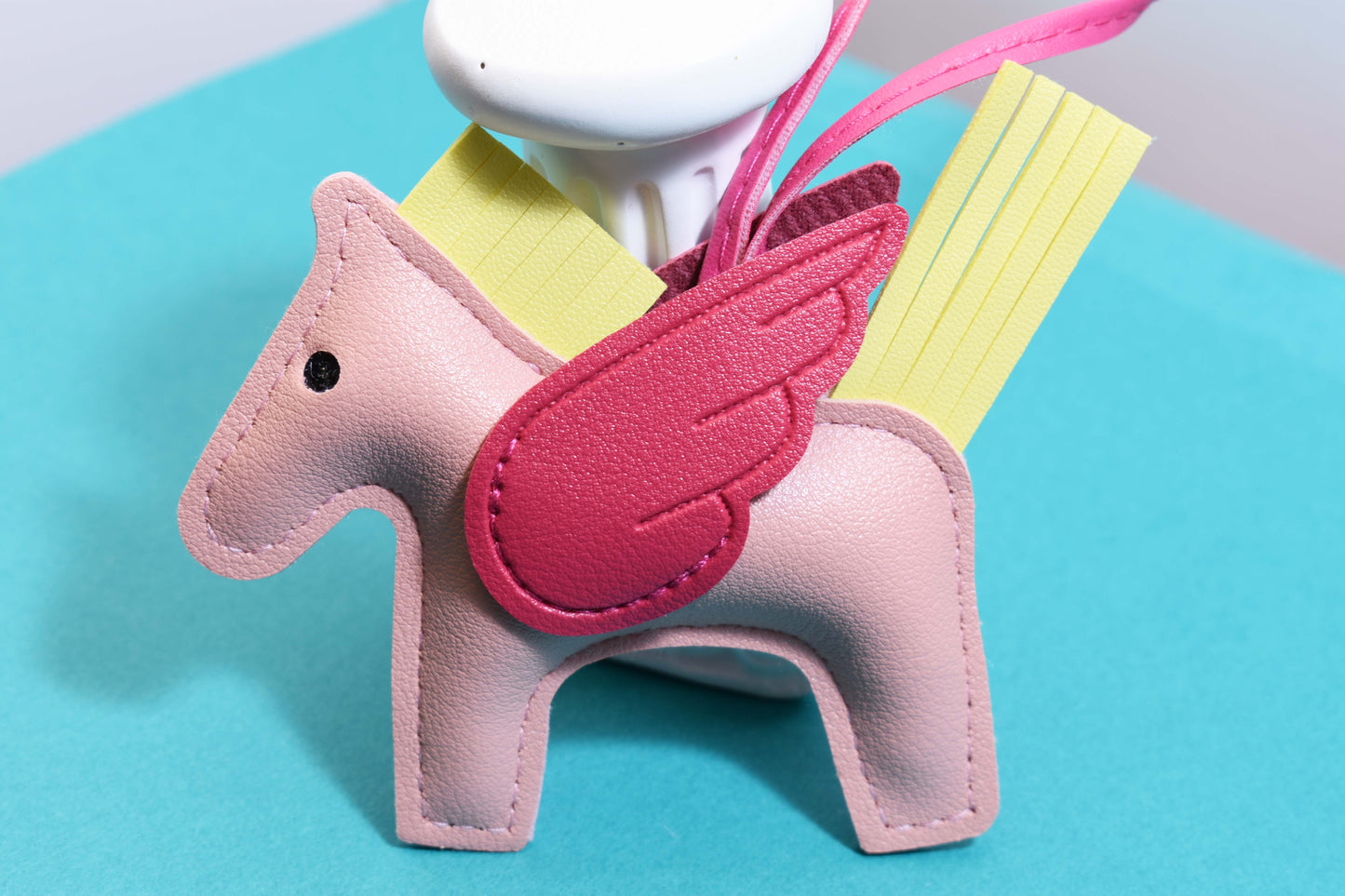 Little Pegasus bag pendant, woven rope double-layer chain nylon rope, pony tassel pearl keychain