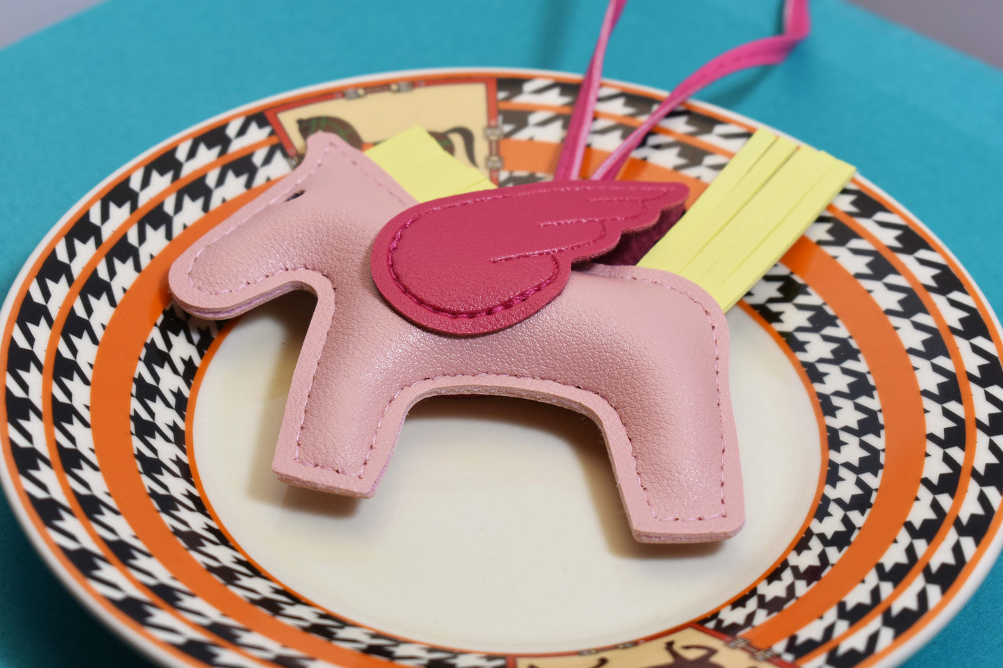 Little Pegasus bag pendant, woven rope double-layer chain nylon rope, pony tassel pearl keychain