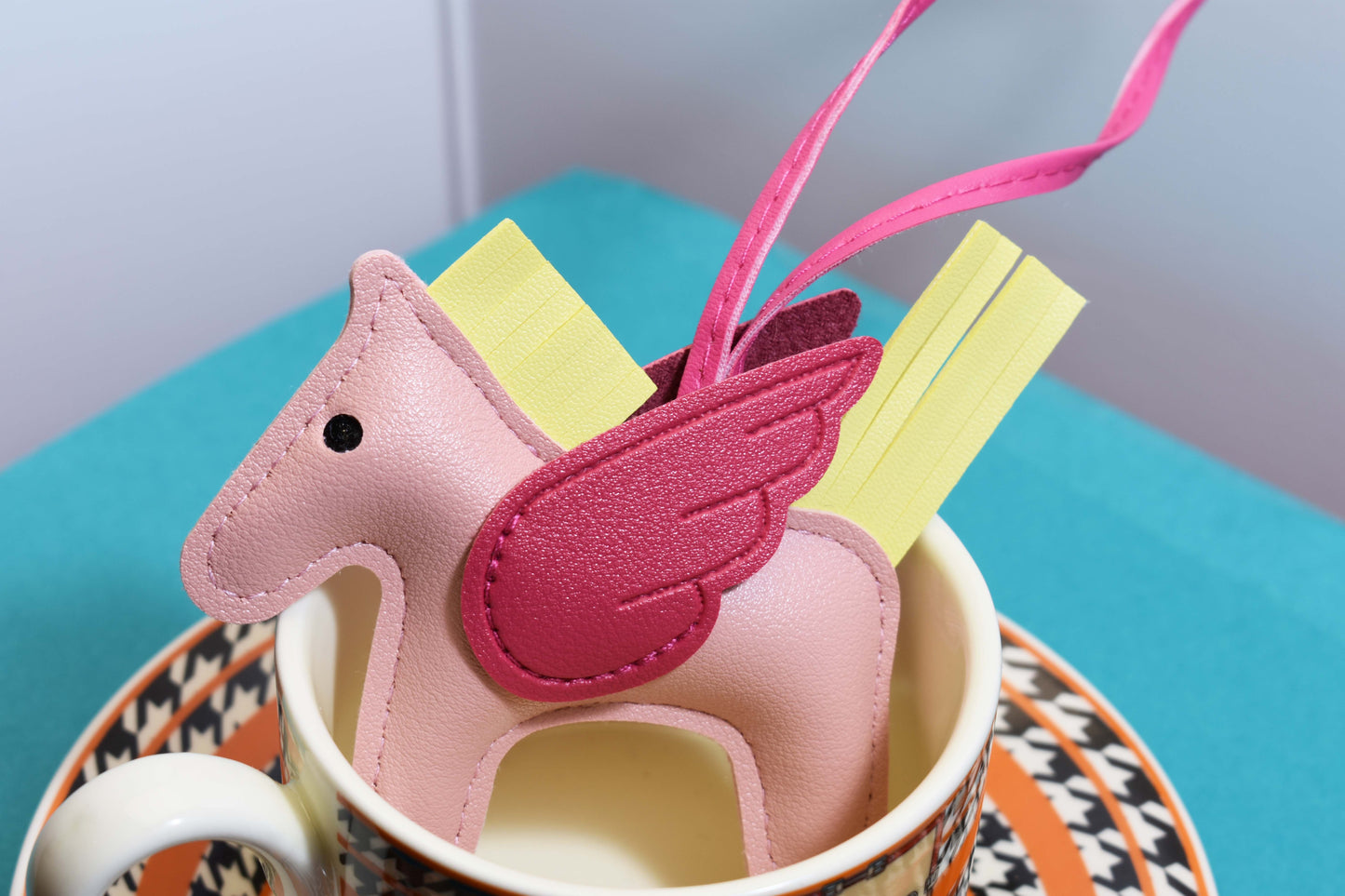 Little Pegasus bag pendant, woven rope double-layer chain nylon rope, pony tassel pearl keychain