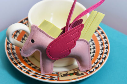 Little Pegasus bag pendant, woven rope double-layer chain nylon rope, pony tassel pearl keychain