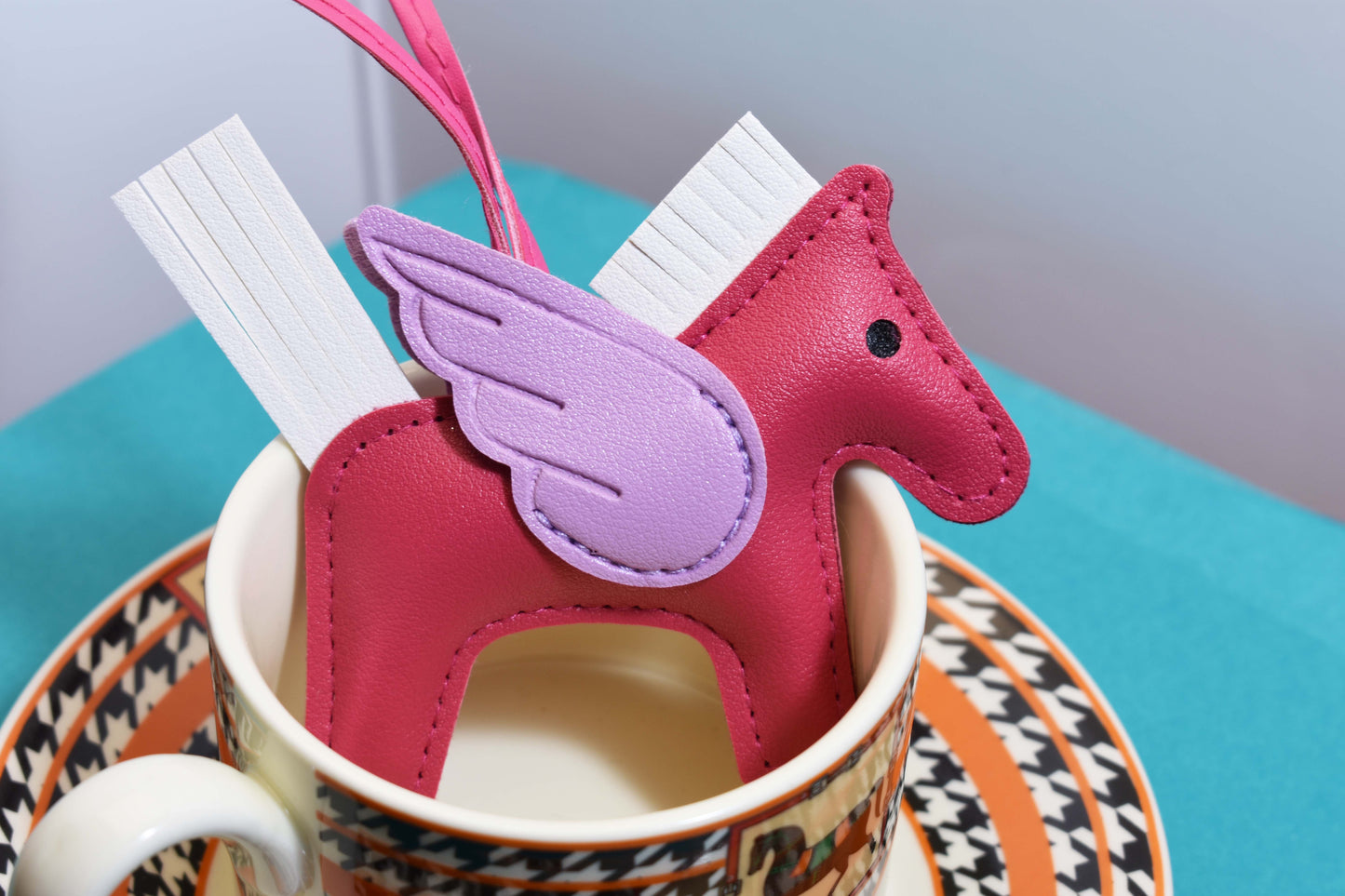 Little Pegasus bag pendant, woven rope double-layer chain nylon rope, pony tassel pearl keychain