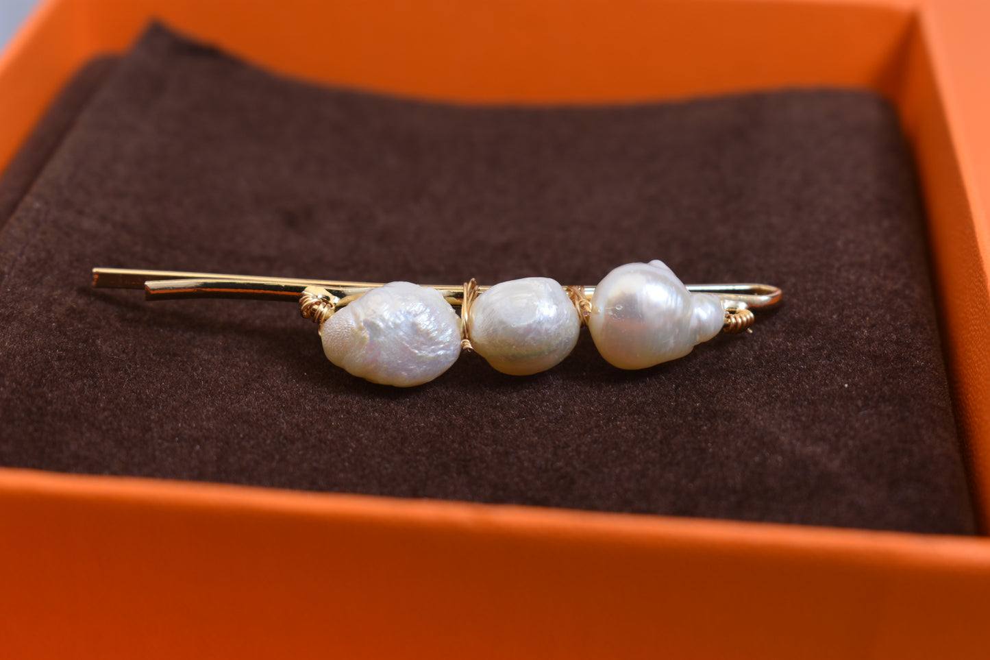 3 Natural Pearl Baroque Hair Clip Set