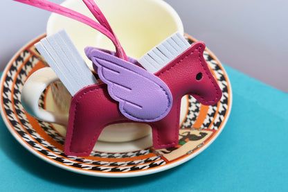 Little Pegasus bag pendant, woven rope double-layer chain nylon rope, pony tassel pearl keychain