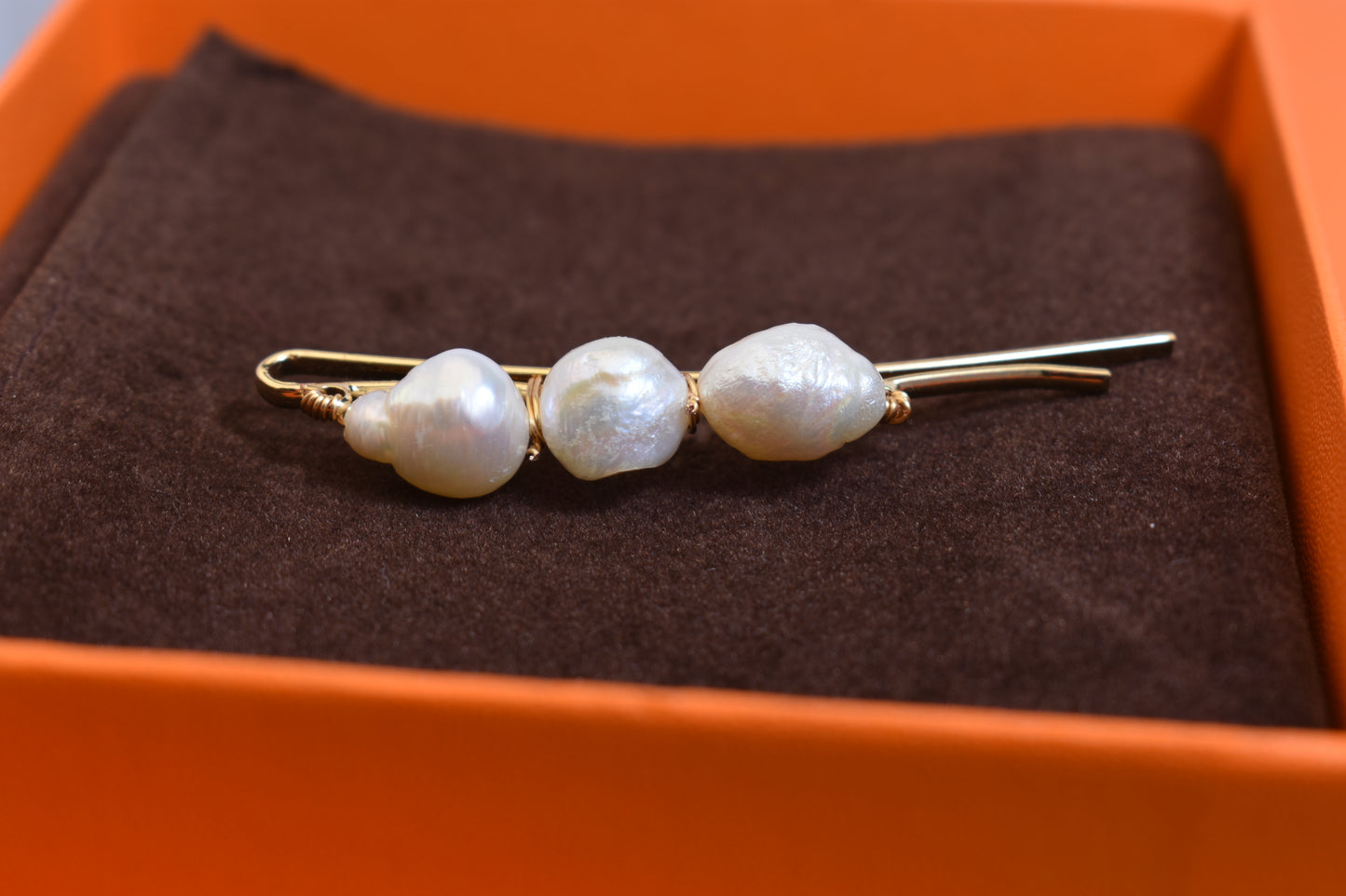 3 Natural Pearl Baroque Hair Clip Set