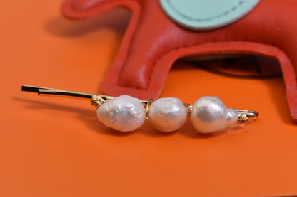 3 Natural Pearl Baroque Hair Clip Set