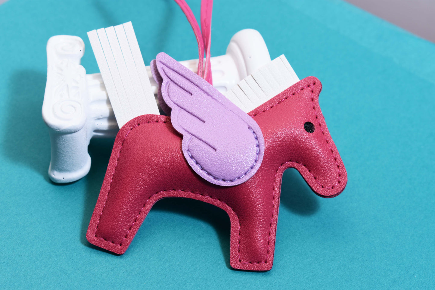 Little Pegasus bag pendant, woven rope double-layer chain nylon rope, pony tassel pearl keychain