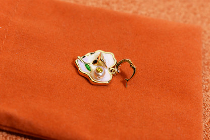 Natural pearl necklace pendant, light pink purple heart-shaped enamel craftsmanship, three-dimensional rose shaped pendant