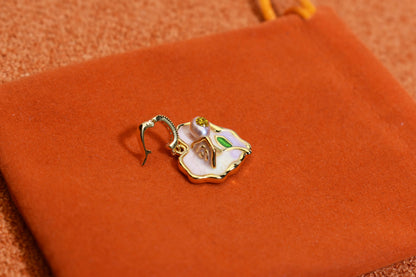 Natural pearl necklace pendant, light pink purple heart-shaped enamel craftsmanship, three-dimensional rose shaped pendant