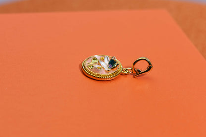 Natural pearl necklace pendant,pink round enamel craftsmanship, three-dimensional tulip flower shaped pendant