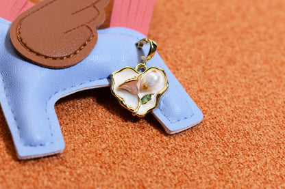 Natural pearl necklace pendant, white heart-shaped enamel craftsmanship, three-dimensional rose shaped pendant