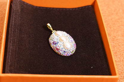 Natural pearl necklace pendant, three-dimensional inlaid with colored zircon and tourmaline pendant