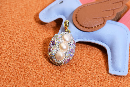 Natural pearl necklace pendant, three-dimensional inlaid with colored zircon and tourmaline pendant