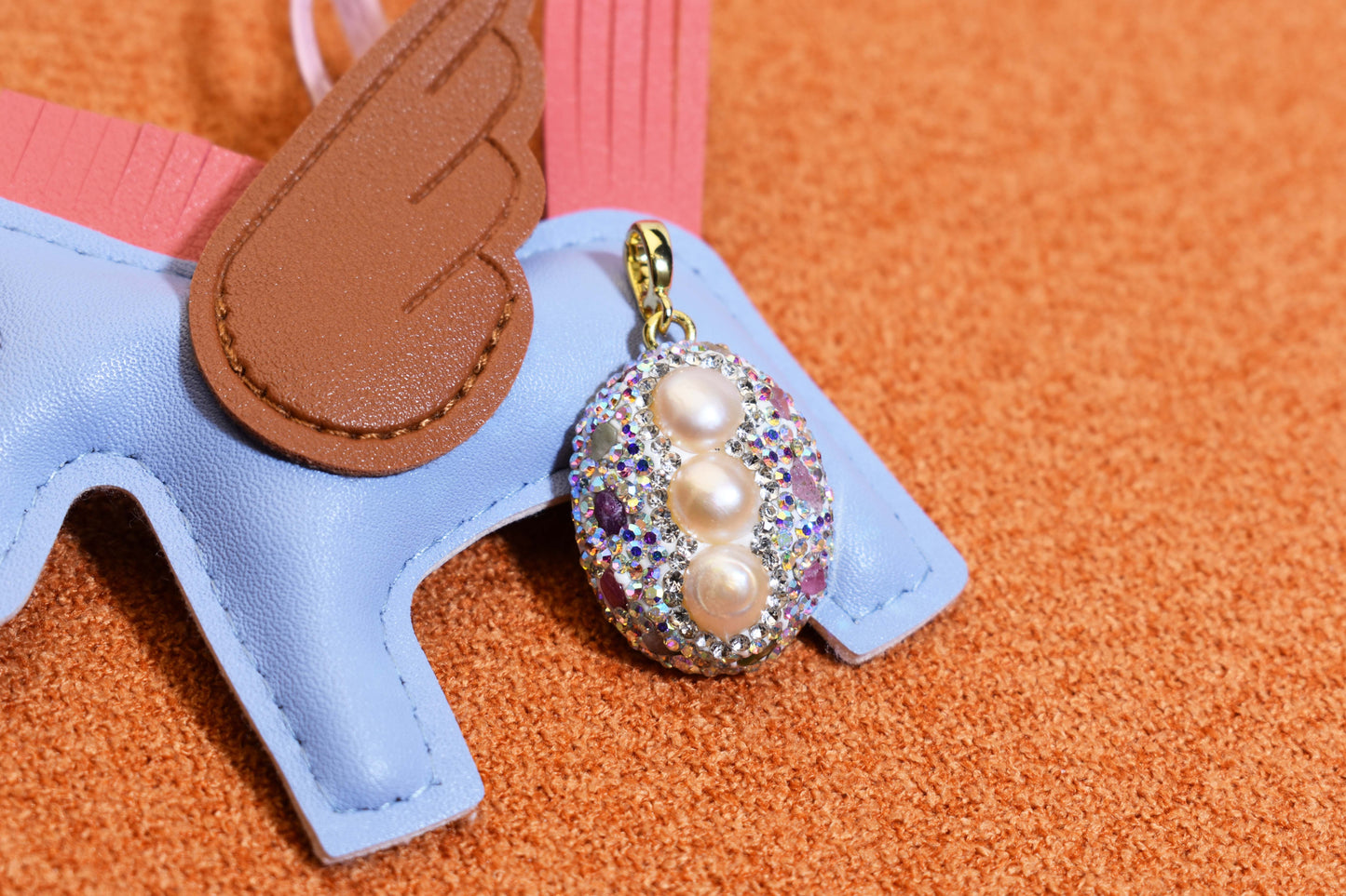 Natural pearl necklace pendant, three-dimensional inlaid with colored zircon and tourmaline pendant