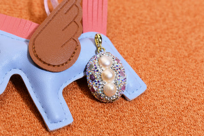 Natural pearl necklace pendant, three-dimensional inlaid with colored zircon and tourmaline pendant