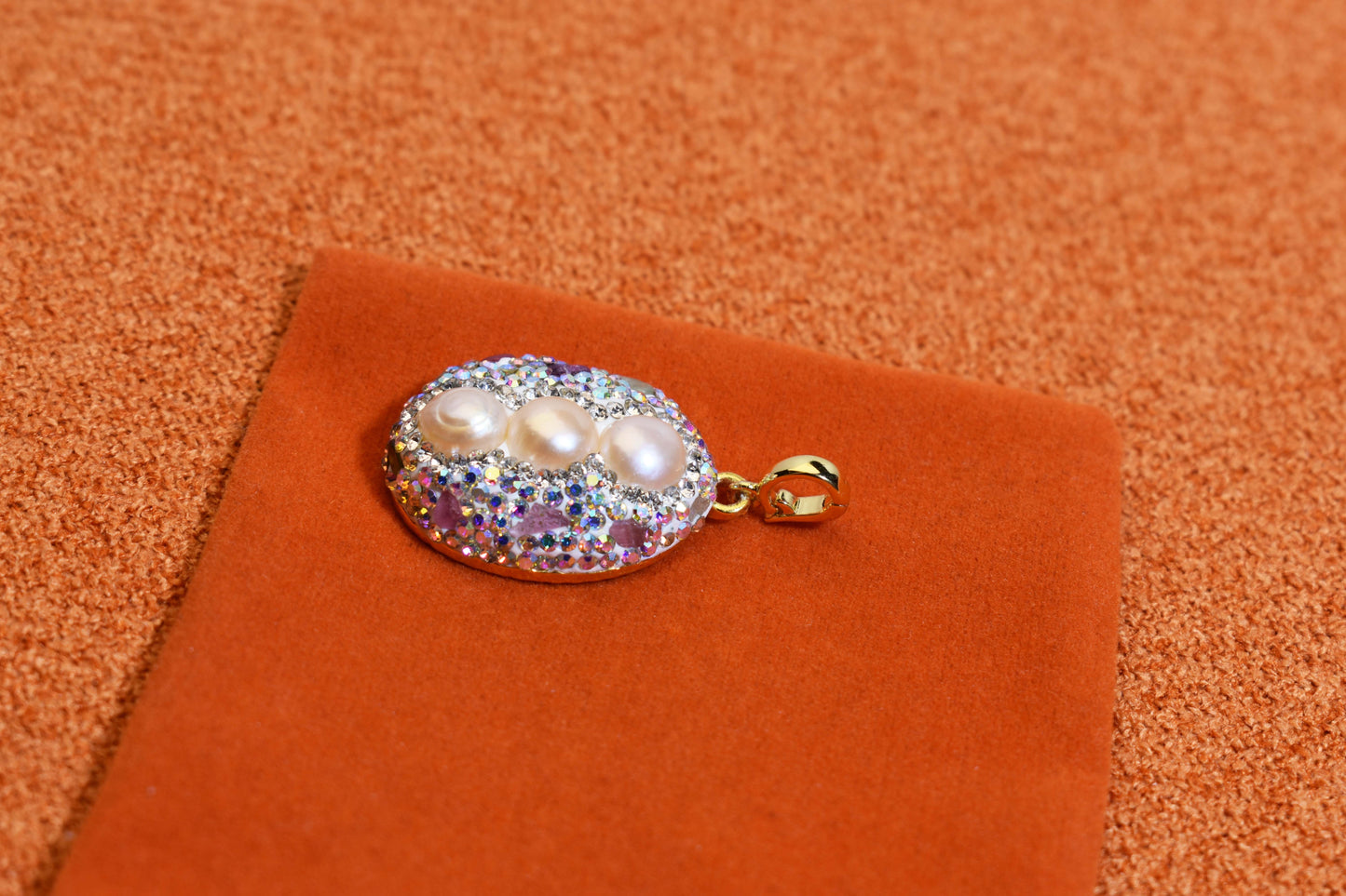 Natural pearl necklace pendant, three-dimensional inlaid with colored zircon and tourmaline pendant